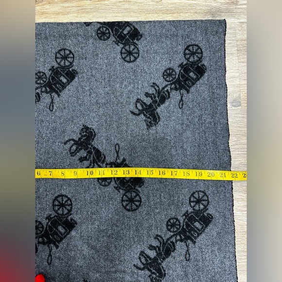 Coach Wool & Cashmere Horse And Carriage Oversized Muffler F76387 Black Gray - Picture 7 of 9